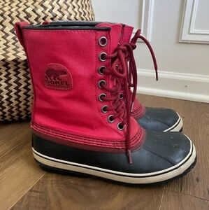 Sorel Premium Canvas Winter Insulated Boots Red NL1717-645 Women’s Size 8